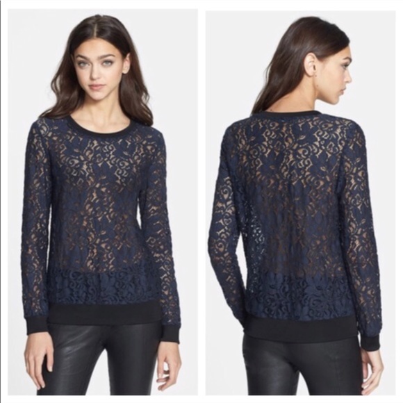 Theory Tops - Theory Jaidyn W Navy Lace Top